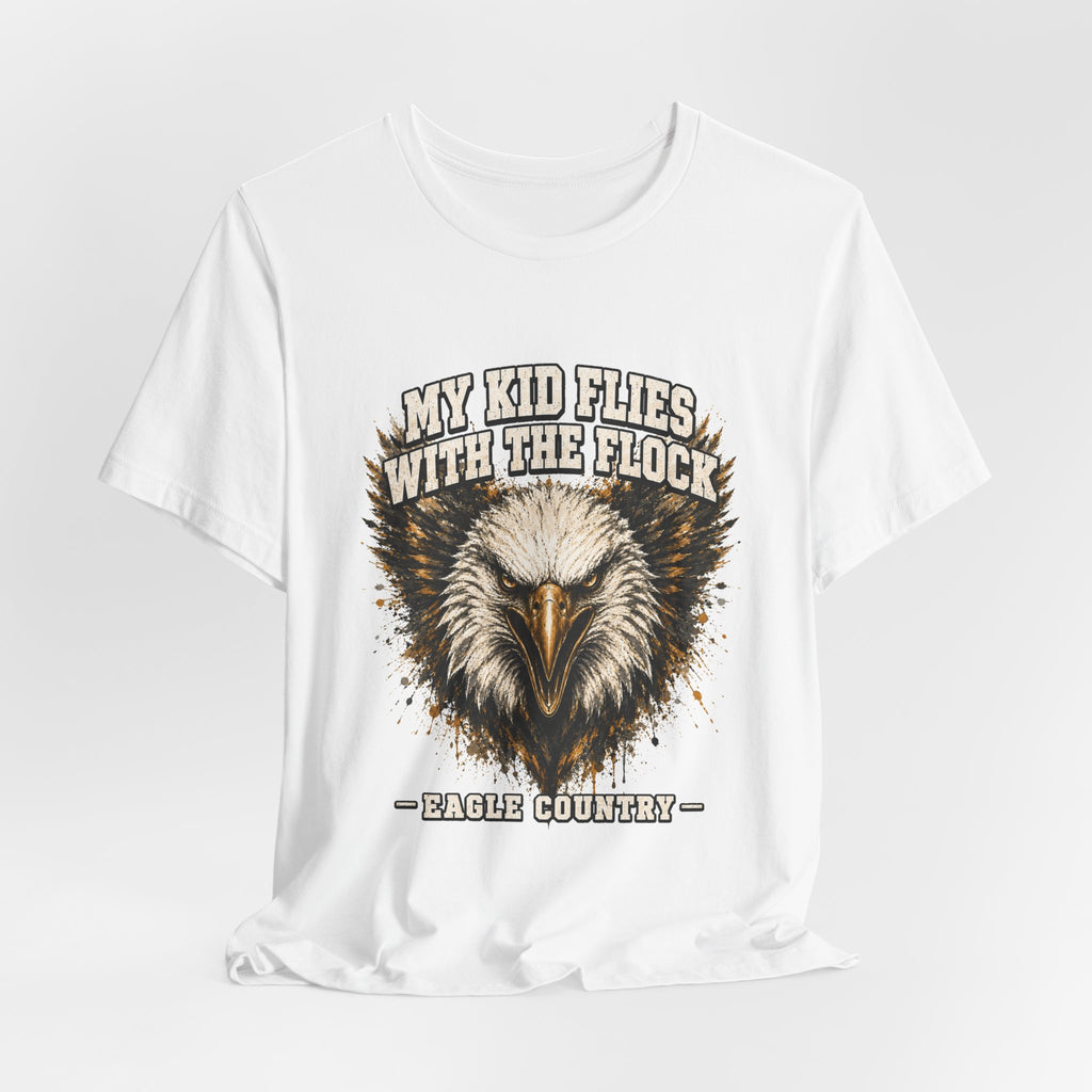 My Kid Flies With the Flock — Eagle Country Gold & White Tee
