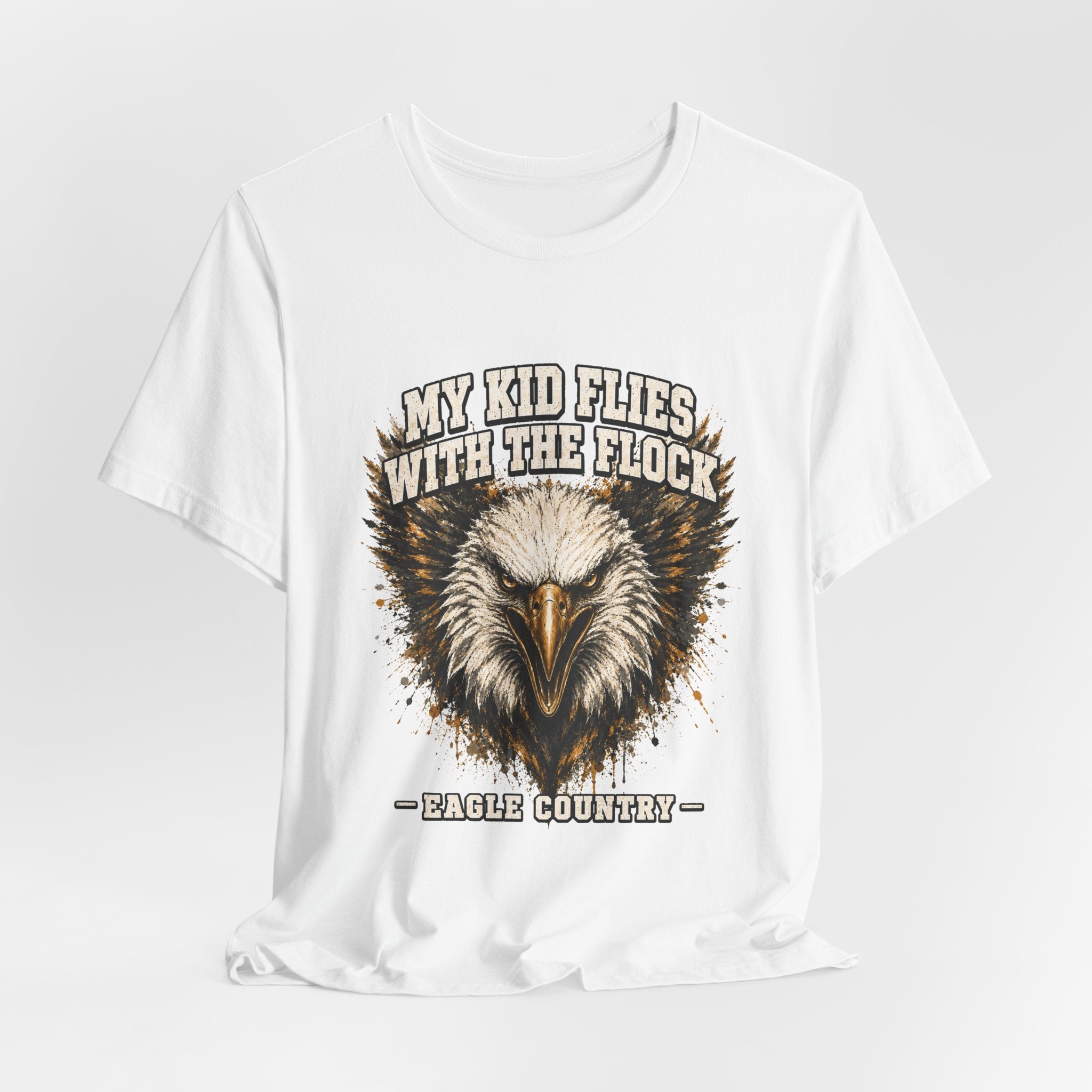 My Kid Flies With the Flock — Eagle Country Gold & White Tee