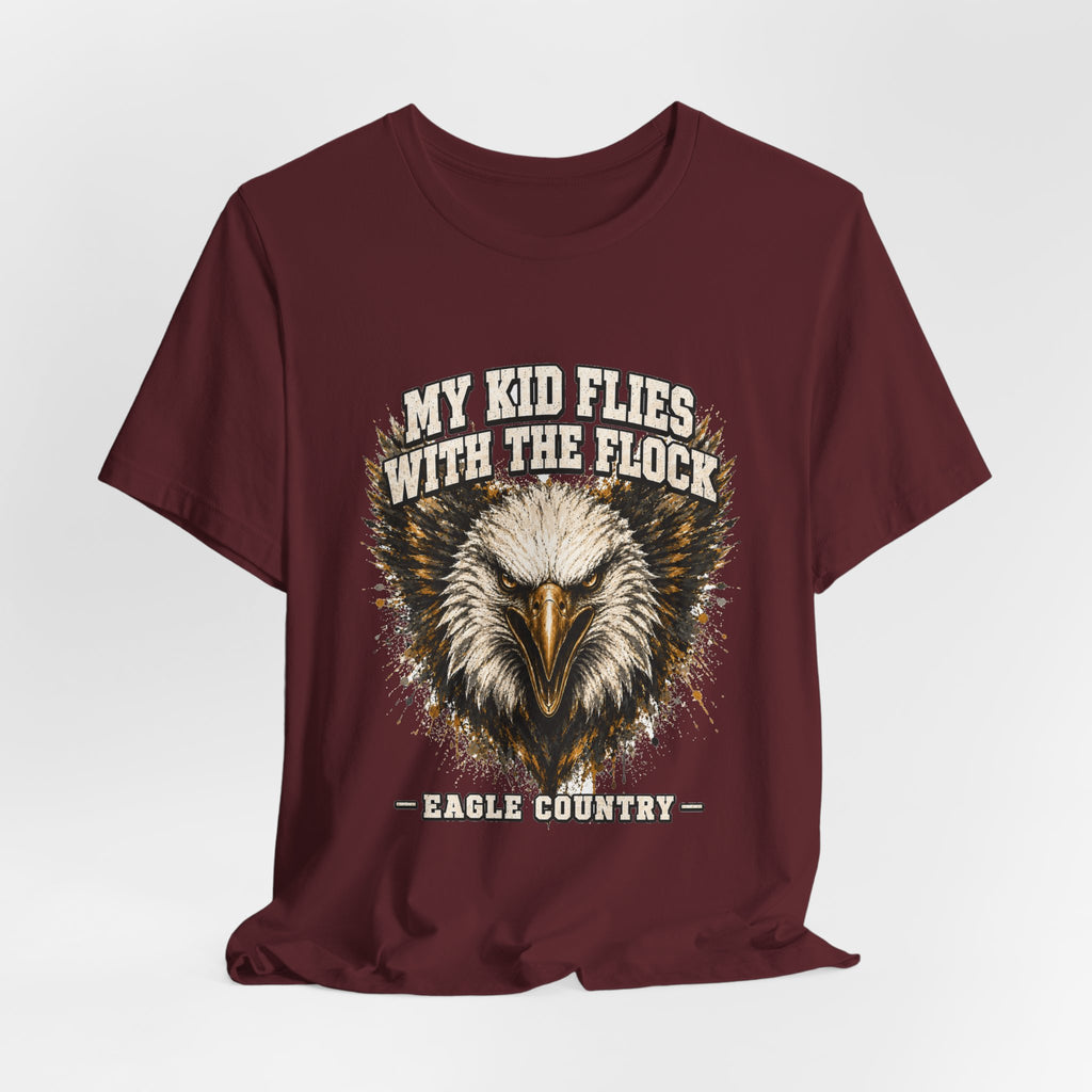 My Kid Flies With the Flock — Eagle Country Gold & White Tee