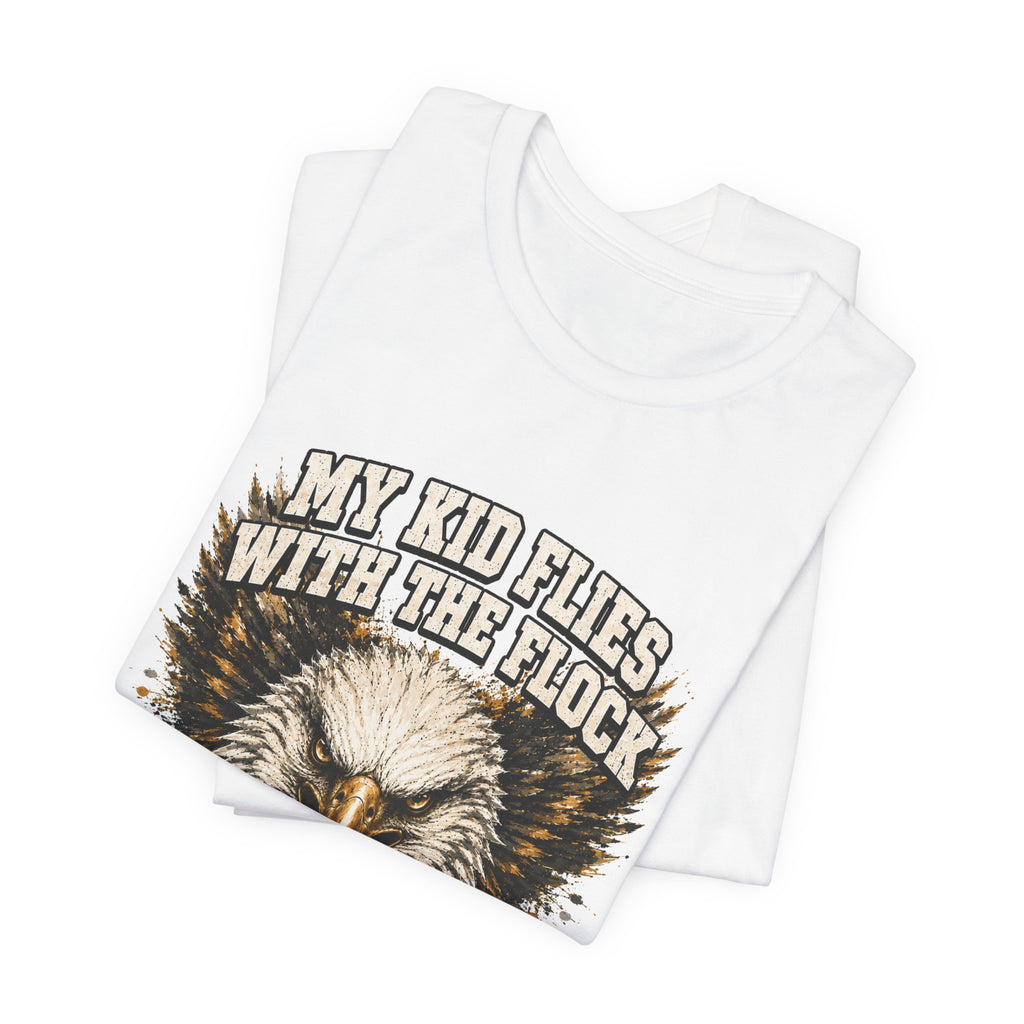 My Kid Flies With the Flock — Eagle Country Gold & White Tee