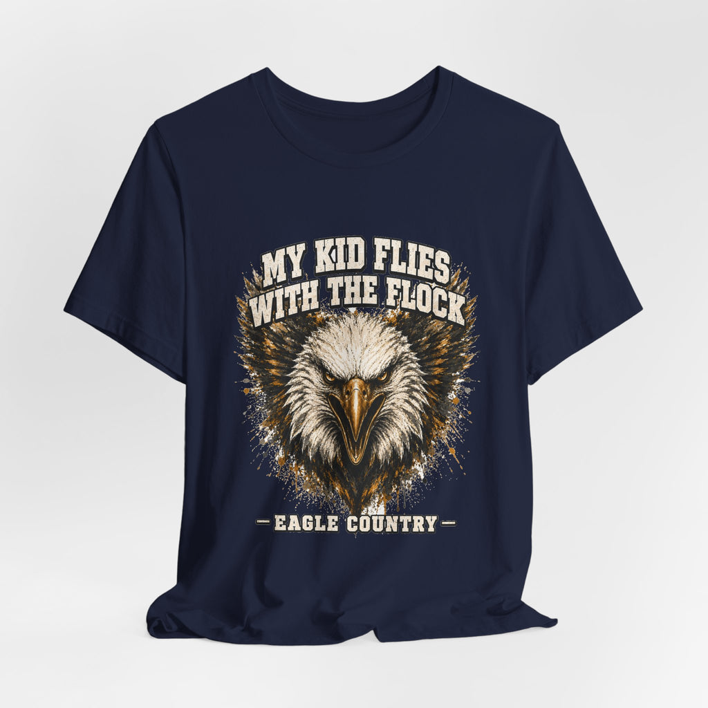 My Kid Flies With the Flock — Eagle Country Gold & White Tee
