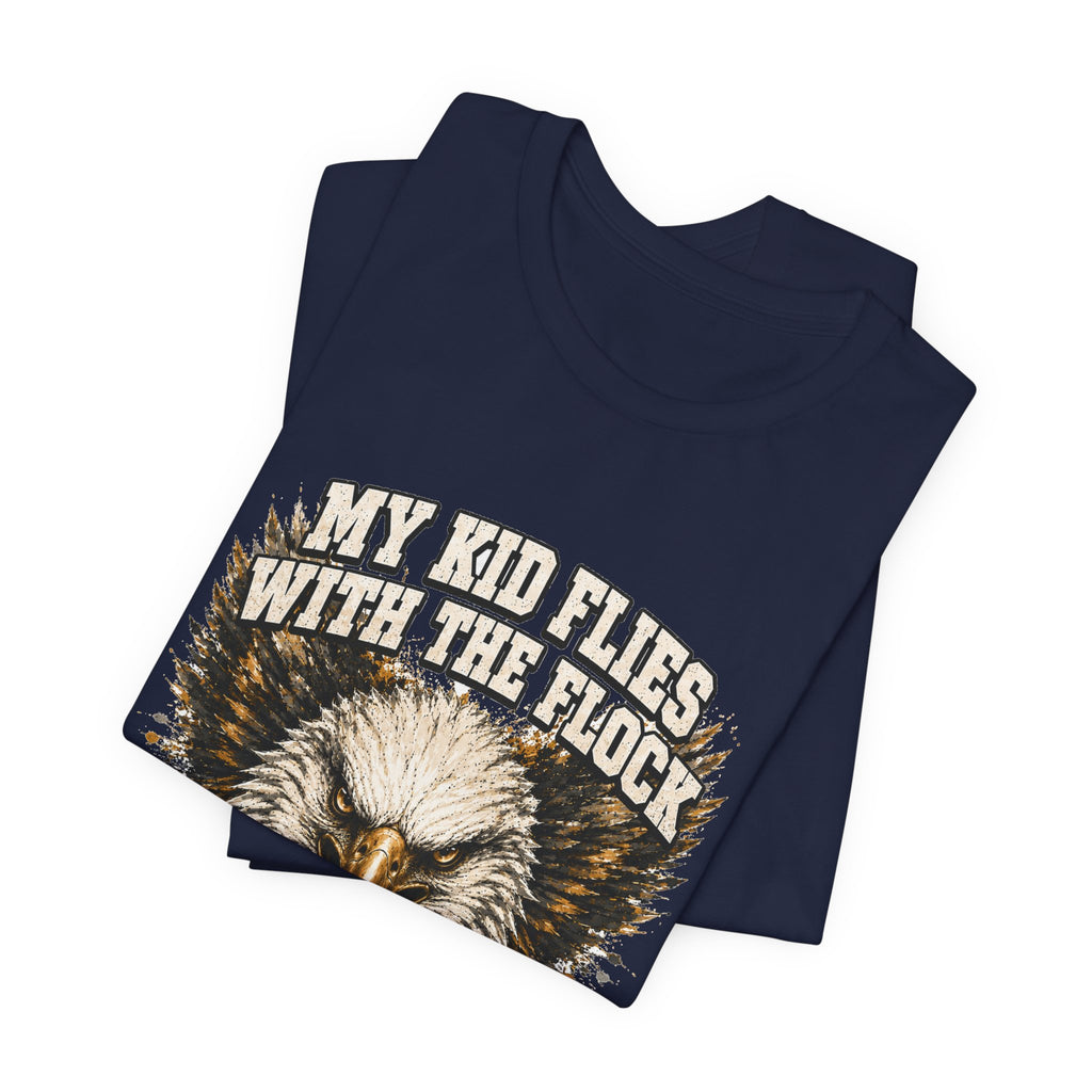 My Kid Flies With the Flock — Eagle Country Gold & White Tee