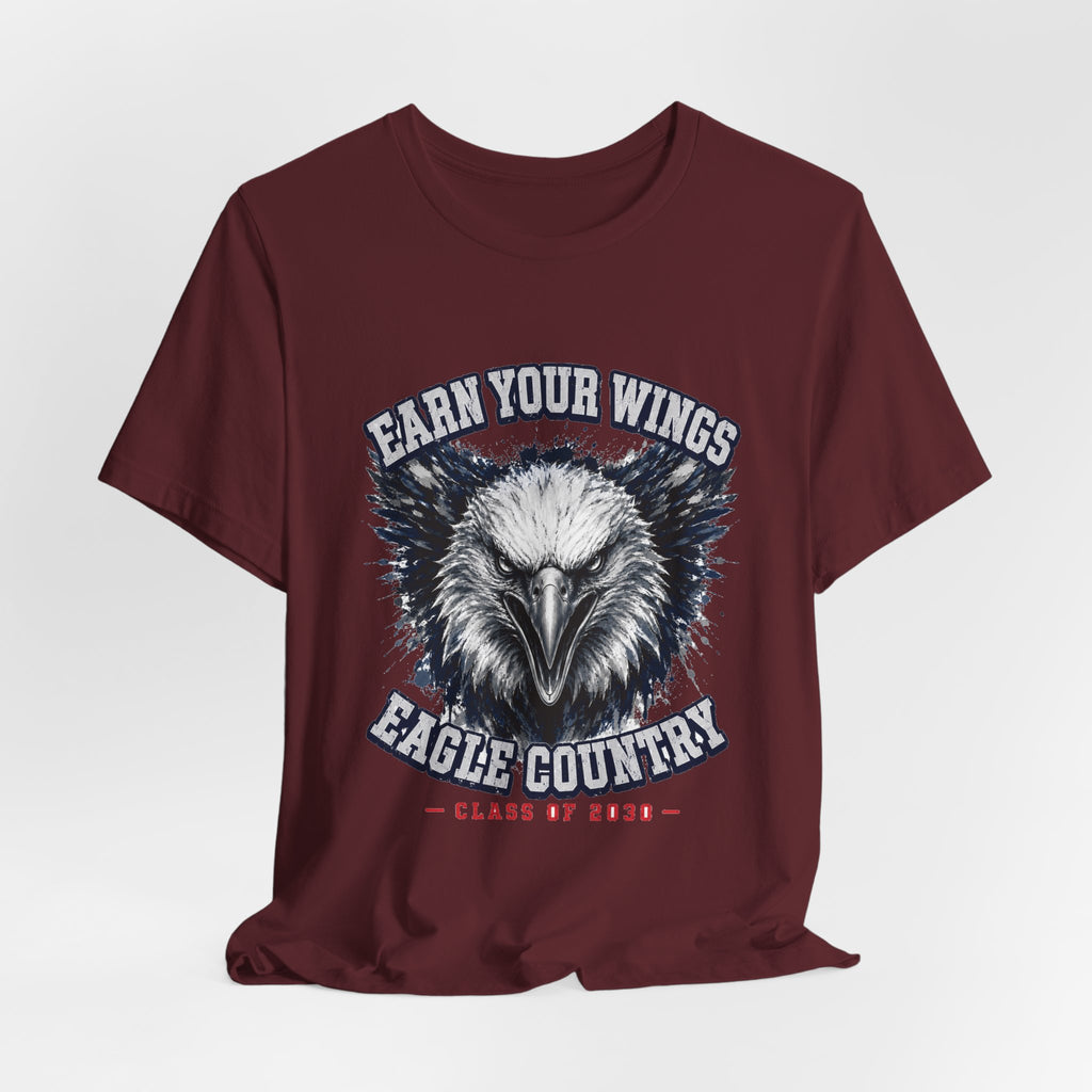 Earn Your Wings — Eagle Country 2030 Blue & White Tee