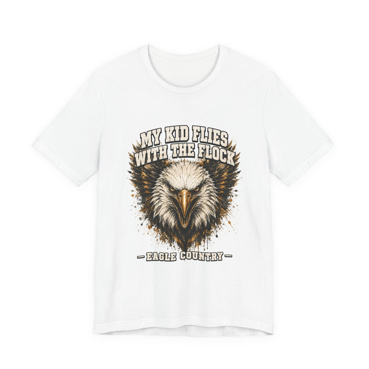 My Kid Flies With the Flock — Eagle Country Gold & White Tee